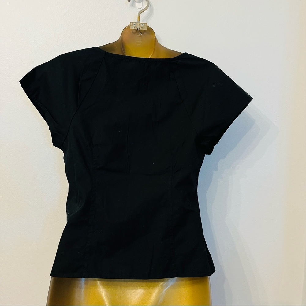 Madewell Black‎ V-Neck Blouse – Twist Front – Cap Sleeve – Size 0 (NWT) - Picture 4 of 5